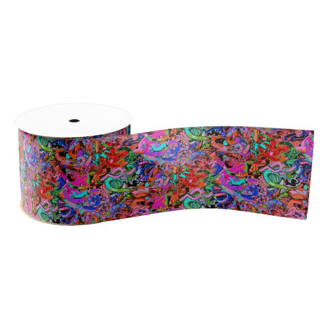 Street style graffiti  grosgrain ribbon (Spool)