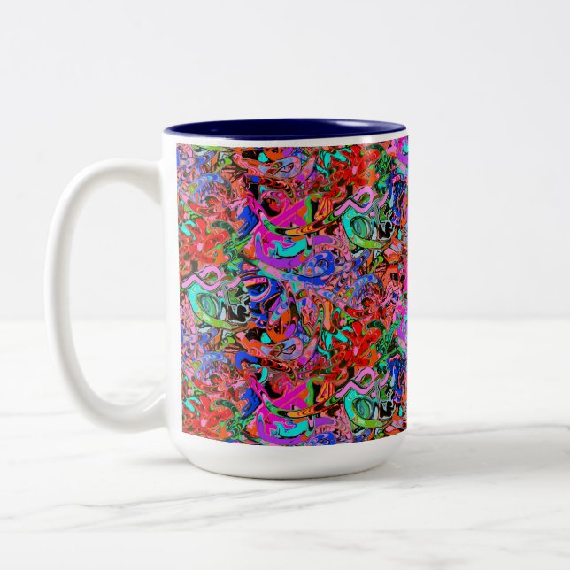 Street style graffiti  Two-Tone coffee mug (Left)