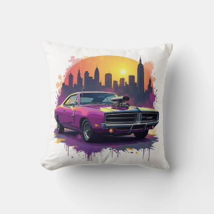 Street Style Muscle Car Throw Pillow