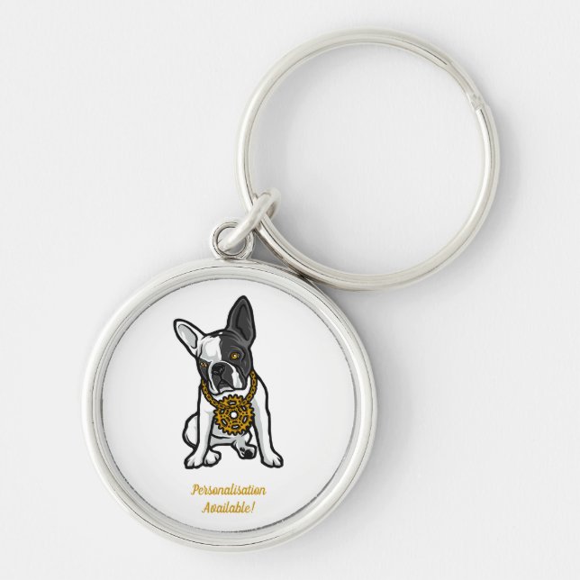 Street Style Pug Dog Key Ring (Front)