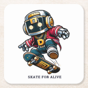 Street Style Skate Series Square Paper Coaster