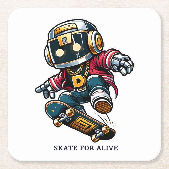 Street Style Skate Series Square Paper Coaster (Front)