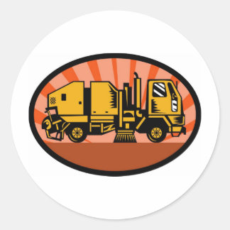 street sweeper cleaner truck classic round sticker