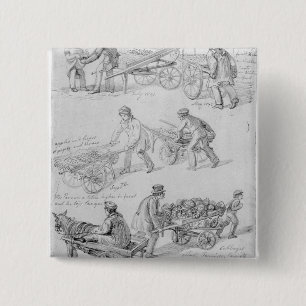 Street Traders, London, 1842 15 Cm Square Badge