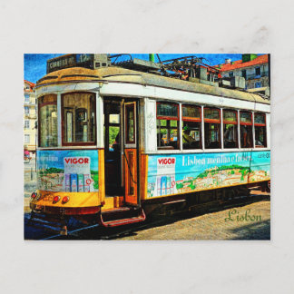 Street Tram in Lisbon Postcard