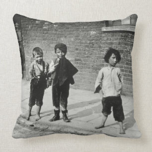 Street urchins in Lambeth (b/w photo) Cushion
