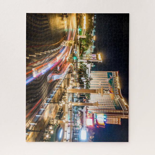 Street View of Las Vegas Nevada in the Evening Jigsaw Puzzle (Vertical)