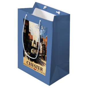 Street View with Couple & Tower Clock Rail Medium Gift Bag