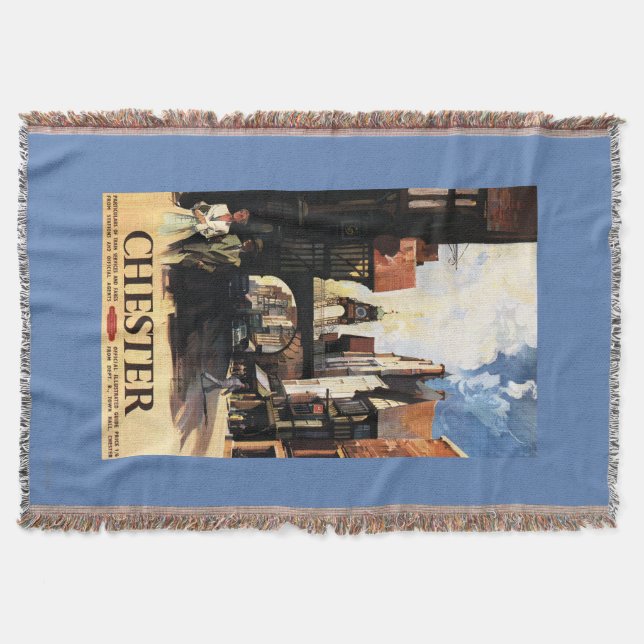 Street View with Couple & Tower Clock Rail Throw Blanket (Front)
