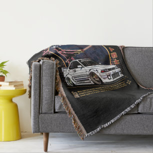 Street Warrior Samurai - Skyline Driver Throw Blanket