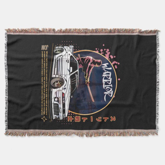 Street Warrior Samurai - Skyline Driver Throw Blanket (Front)