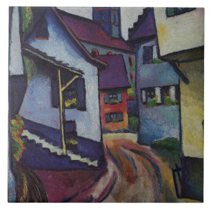 Street With Church In Kandern August Macke Ceramic Tile
