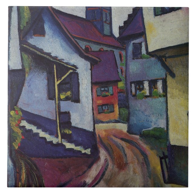Street With Church In Kandern August Macke Ceramic Tile (Front)