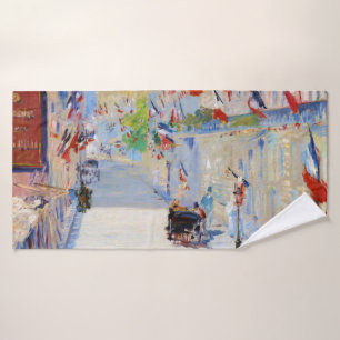 Street with French Flags, Manet Bath Towel