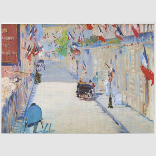Street with French Flags, Manet Tissue Paper (Front)