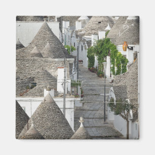 Street with trulli houses in Alberobello, Puglia Magnet
