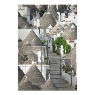 Street with trulli houses in Alberobello, Puglia Photo Print