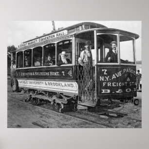 Streetcar in Washington D.C., 1890. Vintage Photo Poster
