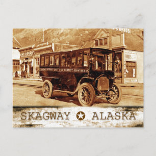 Streetcar on Broadway Ave., Skagway, Alaska Postcard