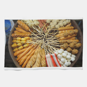 streetfood from a asian market tea towel