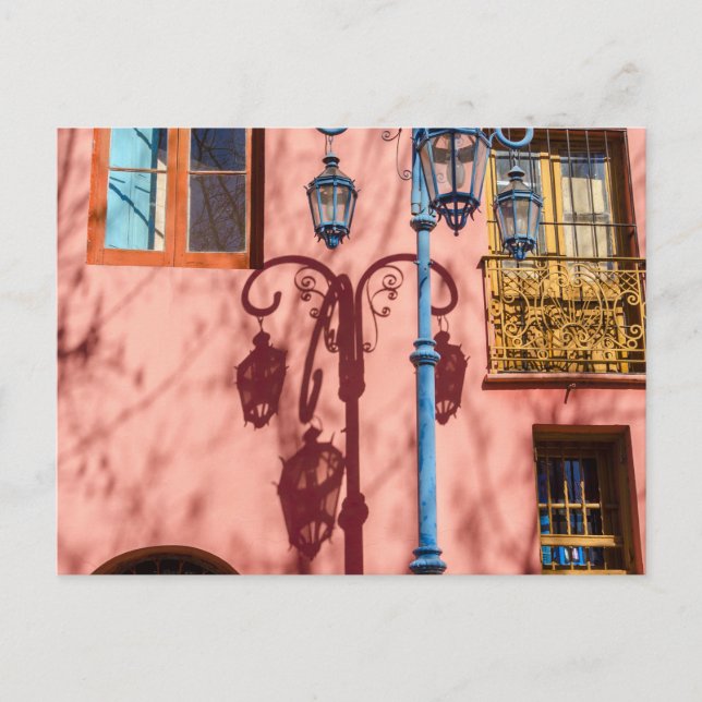 Streetlight and Pink Wall Postcard (Front)