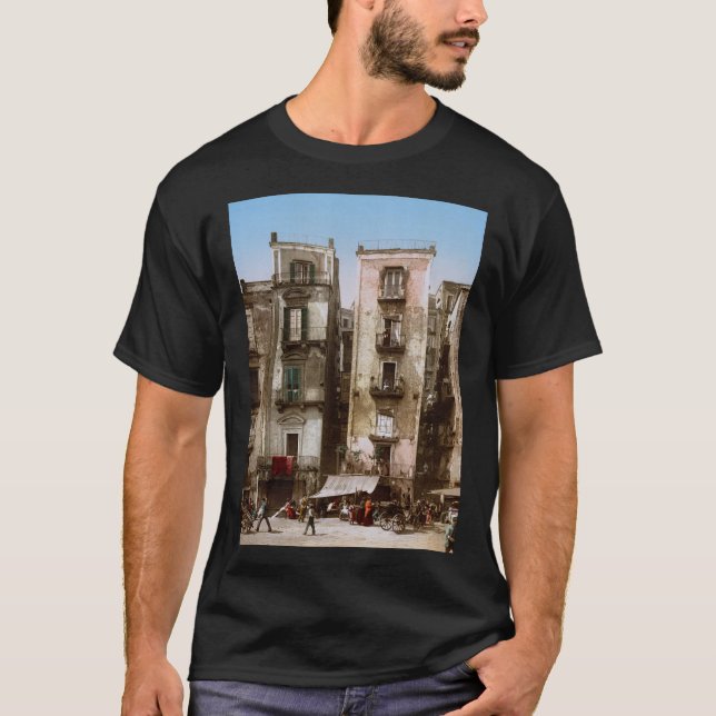 Streets of Naples, Italy around 1900 T-Shirt (Front)