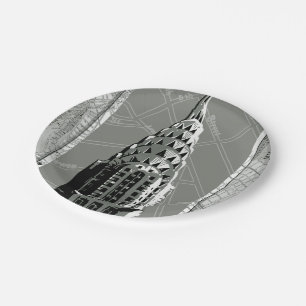 Streets of New York with Empire State Building Paper Plate