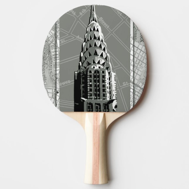 Streets of New York with Empire State Building Ping Pong Paddle (Front)