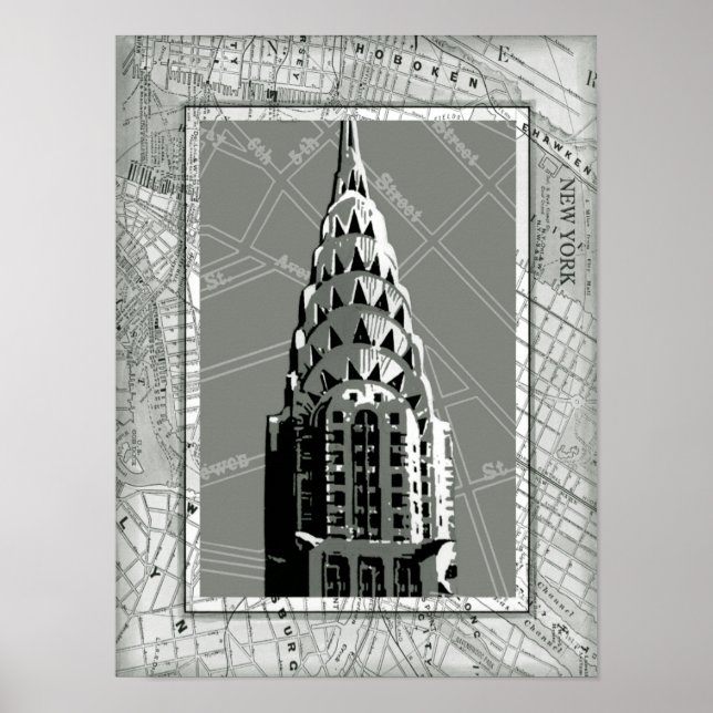 Streets of New York with Empire State Building Poster (Front)