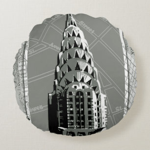 Streets of New York with Empire State Building Round Cushion