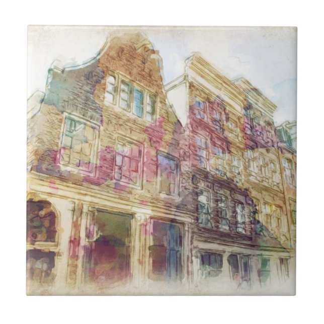 Streets of Old Amsterdam Ceramic Tile (Front)