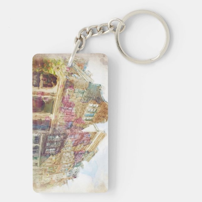 Streets of Old Amsterdam Key Ring (Back)