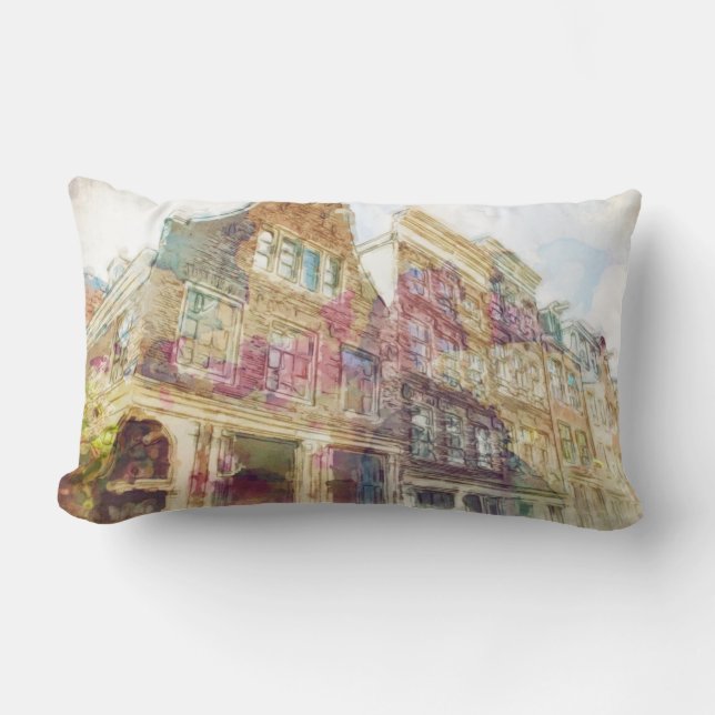 Streets of Old Amsterdam Lumbar Cushion (Front)