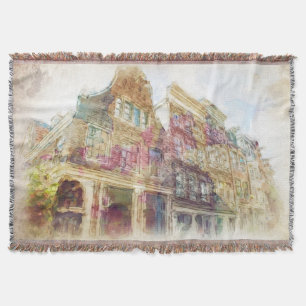 Streets of Old Amsterdam Throw Blanket