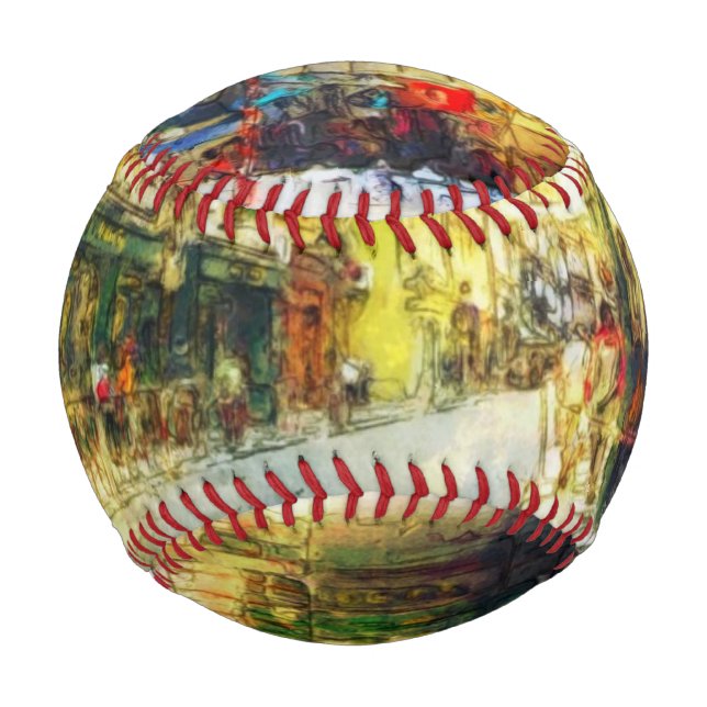 Streets of Old Prague watercolor Baseball (Front)
