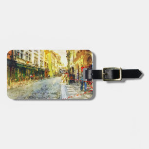 Streets of Old Prague watercolor Luggage Tag