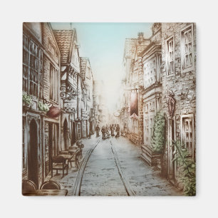 Streets of Paris, France - Pastoral Vintage Art Magnet