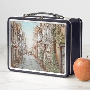 Streets of Paris, France - Pastoral Vintage Art Metal Lunch Box