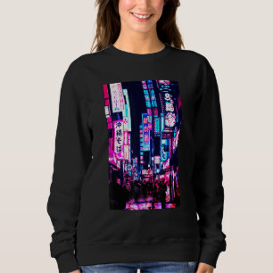 Streets of Tokyo Japan Night Scene With Lights - V Sweatshirt