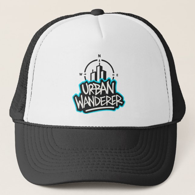 Streetwear Aesthetic Urban Wanderer City Lifestyle Trucker Hat (Front)
