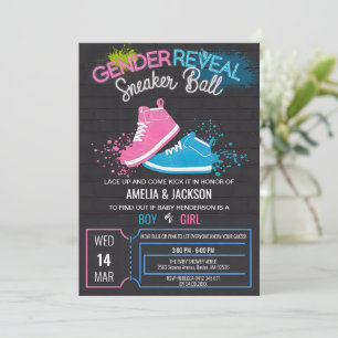 Streetwear gender reveal sneaker ball boy girl invitation