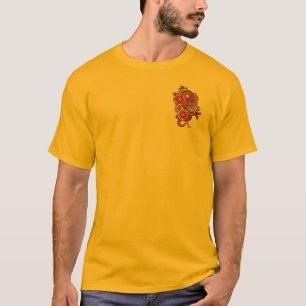 Streetwear Pink and Black Floral Dragon on  T-Shirt
