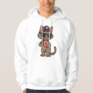 Streetwise Police Cat – 90s Cartoon Doughnut Cop Hoodie