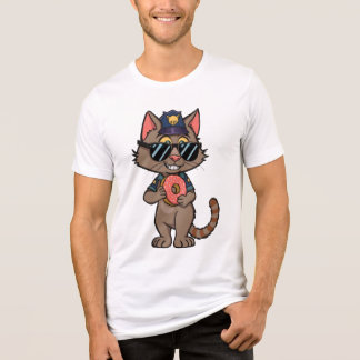 Streetwise Police Cat – 90s Cartoon Doughnut Cop Tri-Blend Shirt