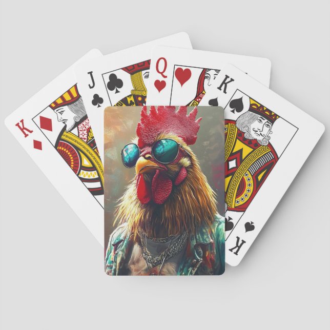 Streetwise Punk Rooster Playing Cards (Back)