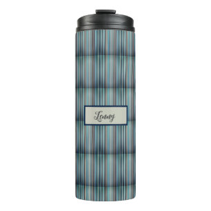 Streifenmuster blau grau thermal tumbler