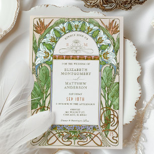 Strelitzia Colourful Wedding Art Nouveau Mucha Invitation