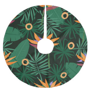 Strelitzia Flowers: Tropic Vintage Background Brushed Polyester Tree Skirt