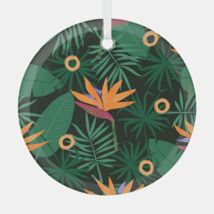 Strelitzia Flowers: Tropic Vintage Background Glass Tree Decoration