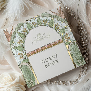 Strelitzia Gold Wedding Art Nouveau Guest Book